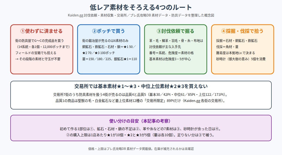 幻想水滸伝 STAR LEAP 低レア素材の入手ルートをまとめた図